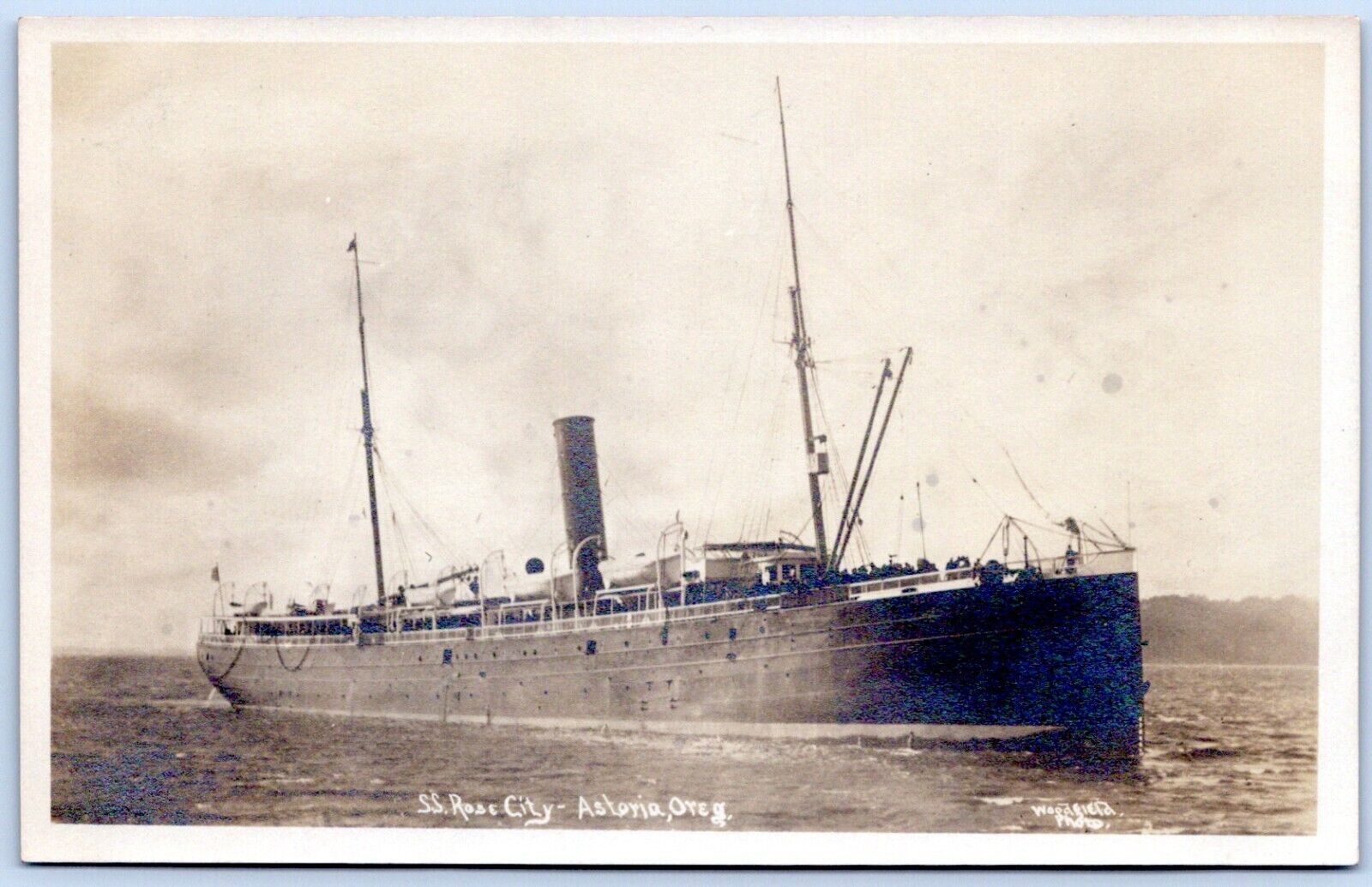 Postcard RPPC OR Astoria Oregon SS Rose City Steamship Woodfield Photo R54