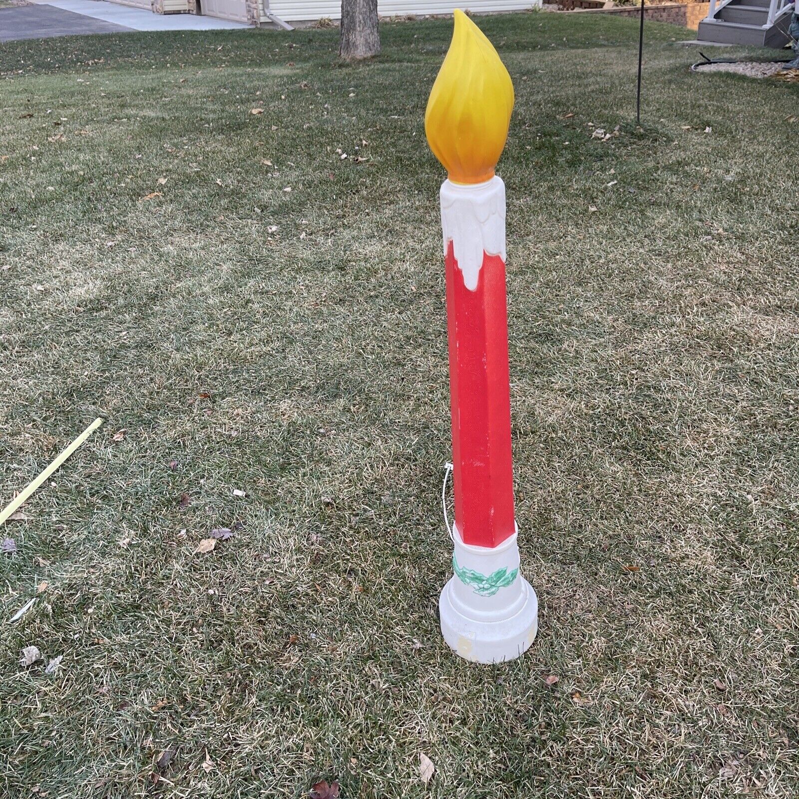 Vintage blow mold candle 39 inches tall Red Christmas Yard Decor WORKS