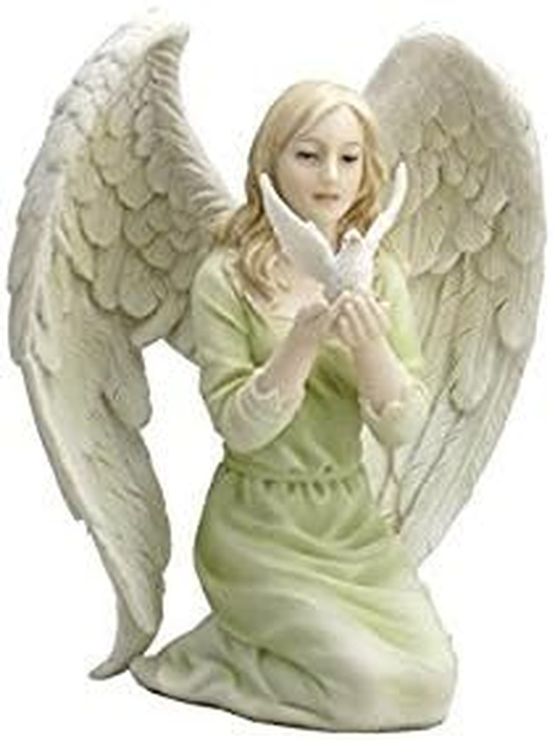 Angel Kneeling with Dove in Hands Statue Sculpture
