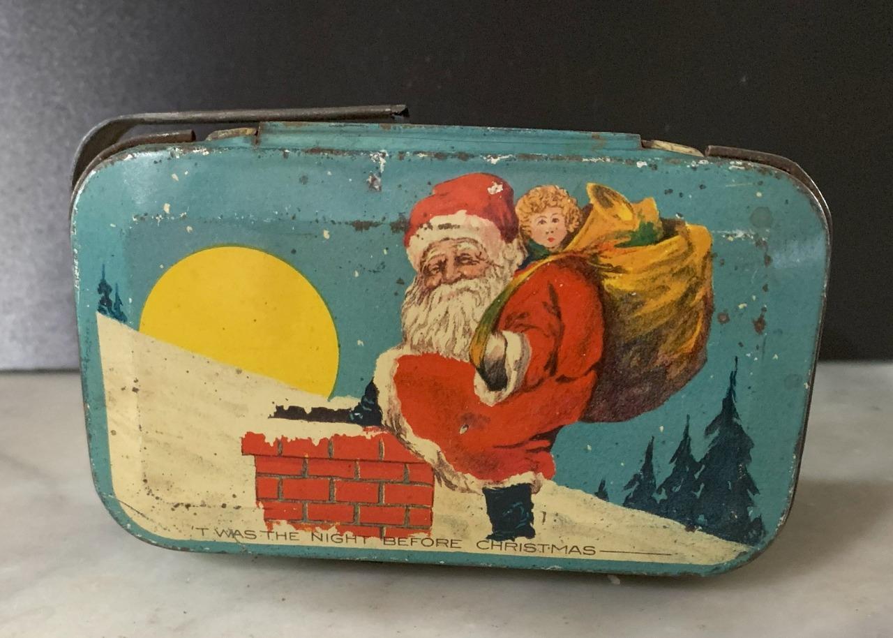Antique Tindeco Santa Lunch Box Tin - Early 1900s