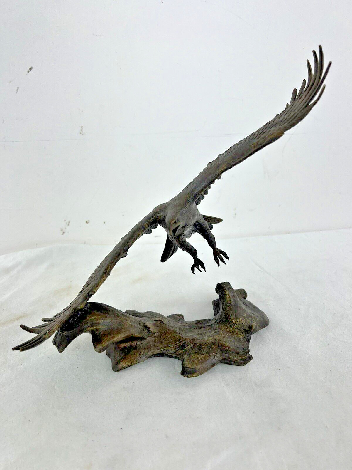 Ronald Van Ruyckevelt Bronze Eagle Sculpture Signed: Winged Majesty