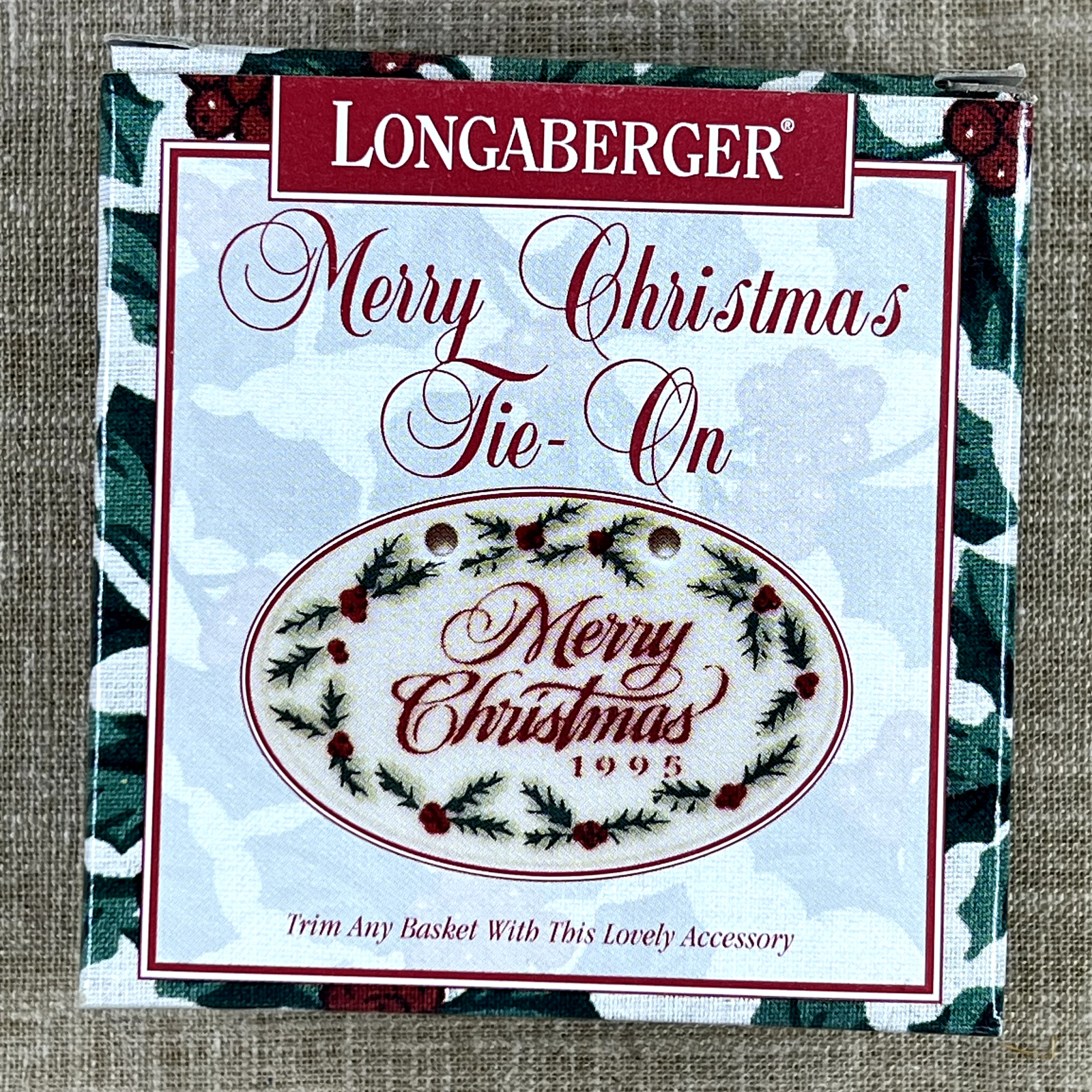 Longaberger 1995 Merry Christmas Basket Tie On - New