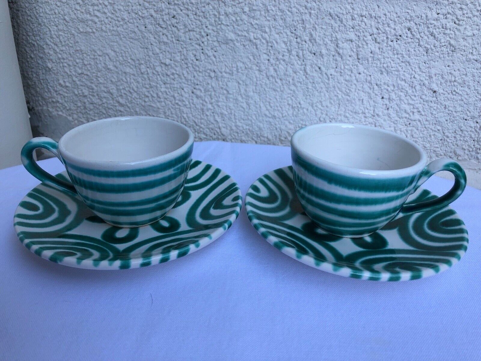 Austrian Gmundner Keramik Tea/ Coffee Set of 2 Cups & 2 Saucers made in Austria