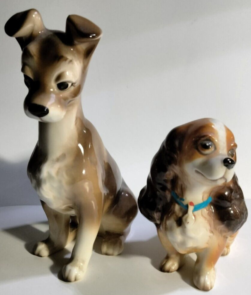 Vintage Walt Disney Lady and The Tramp Dog Ceramic Figurines Set Made in Japan