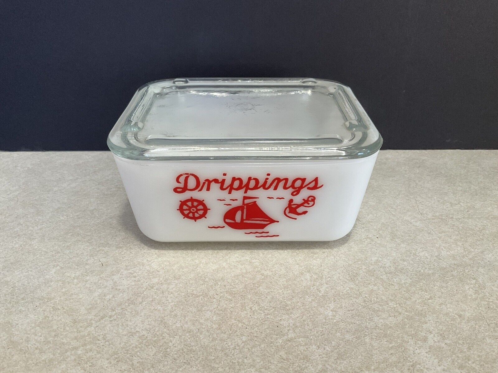 Vintage McKee Sailboat Drippings Jar / Container  With Cover