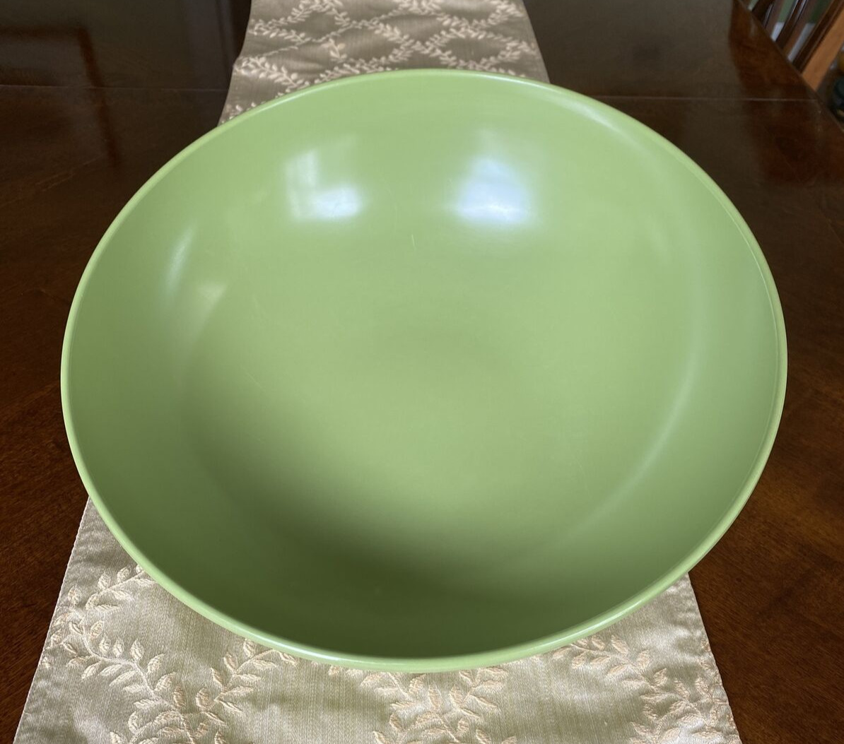VINTAGE MCM Large MELMAC bowl 14.75” No. 7 by MIRAMAR Avocado Green Melamine