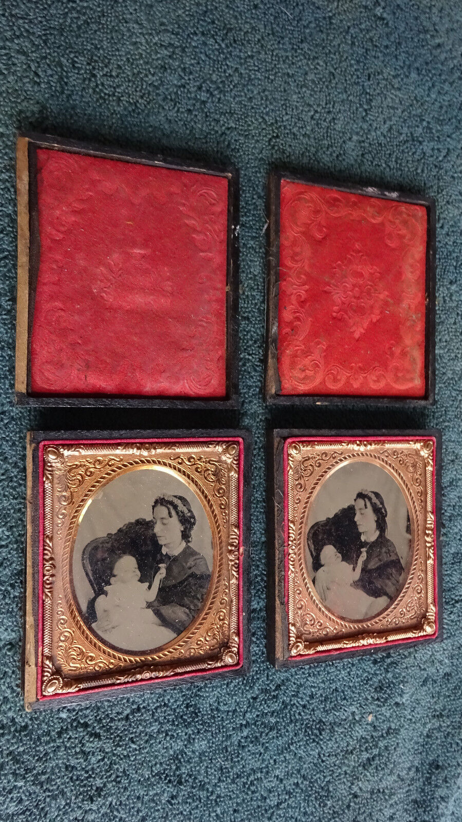 RARE sequential pair Post Mortem Ambrotypes 1/6 Plate 2-3/4\