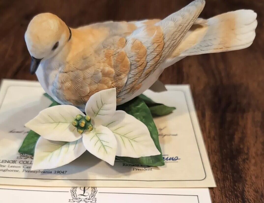 Lenox Turtle Dove Fine Porcelain Figurine Garden Birds Collection Inches Long