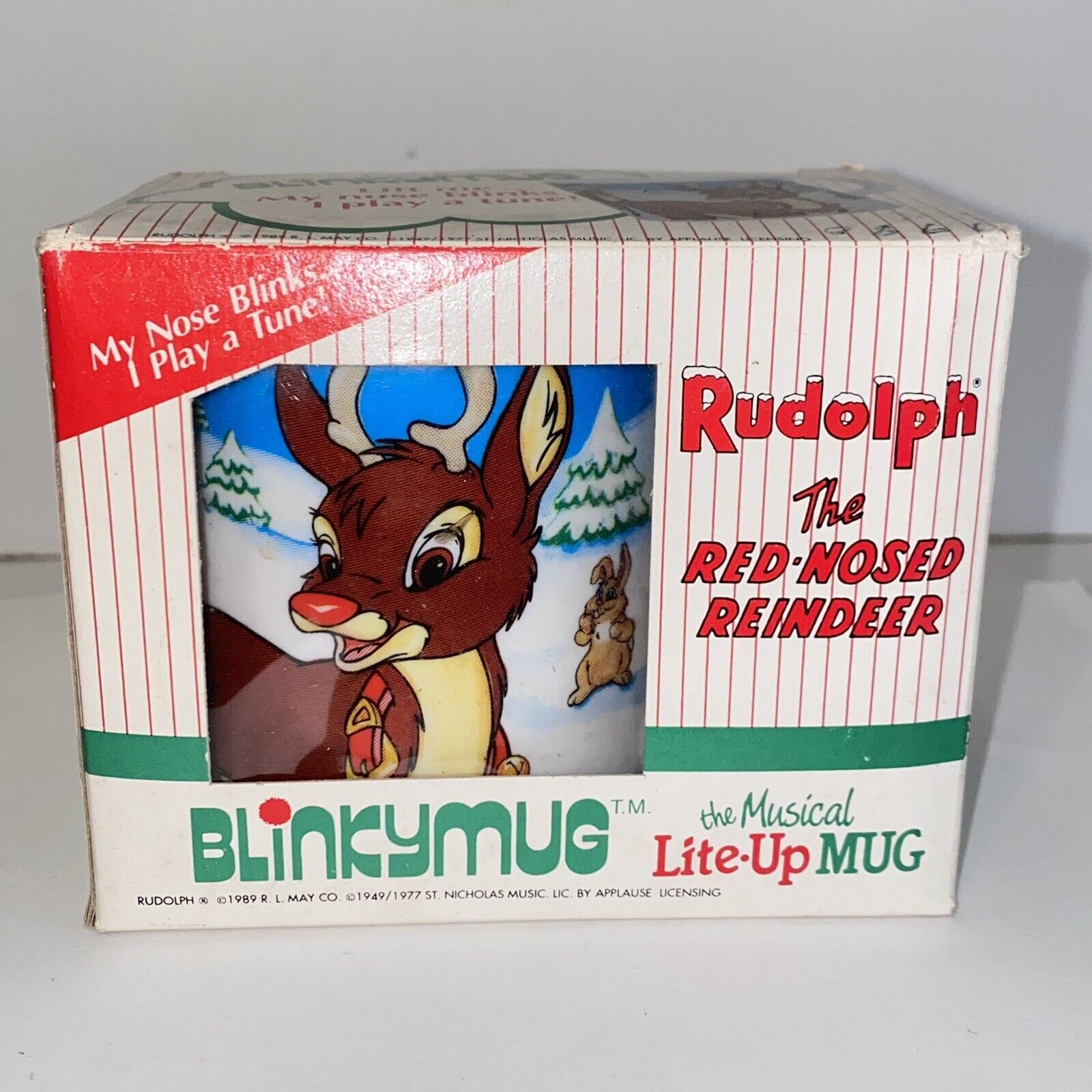 Vintage 1989 Rudolph the Red Nose Reindeer Acrylic Mug by R L May Co