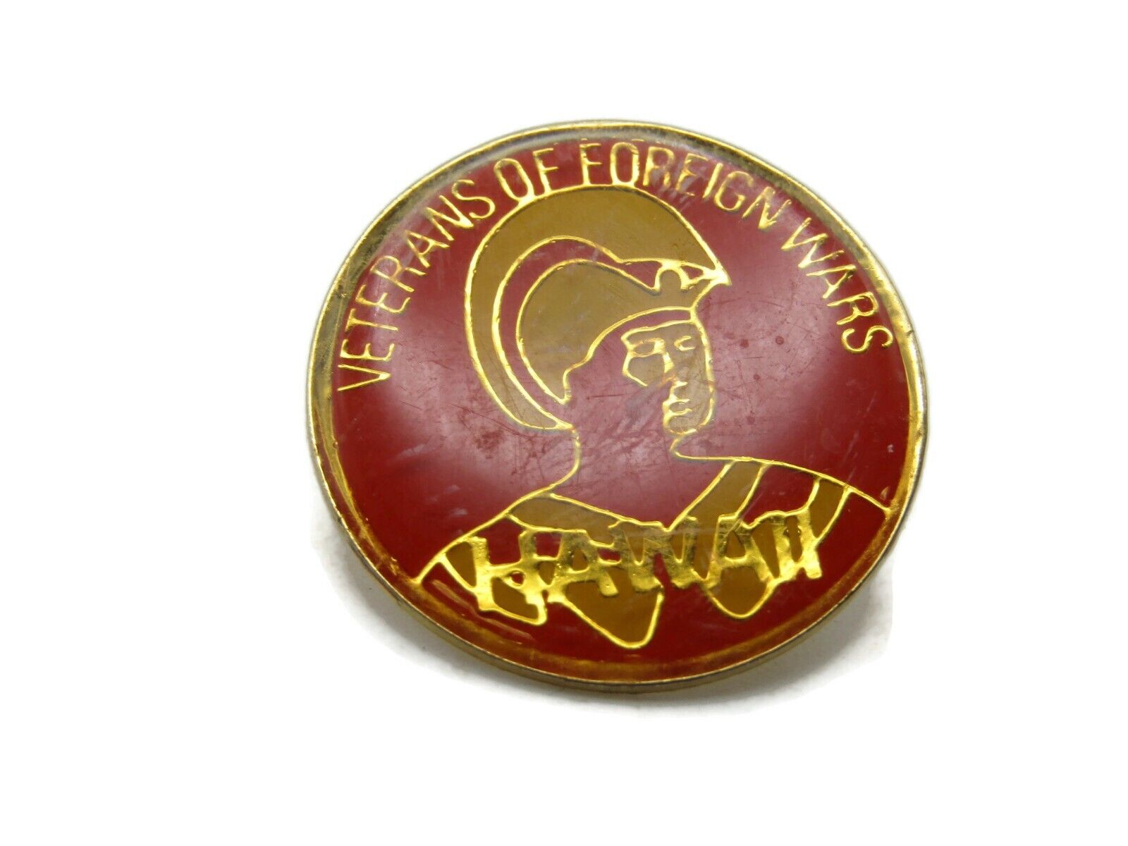 Veterans Of Foreign Wars Hawaii Pin Red & Gold Tone