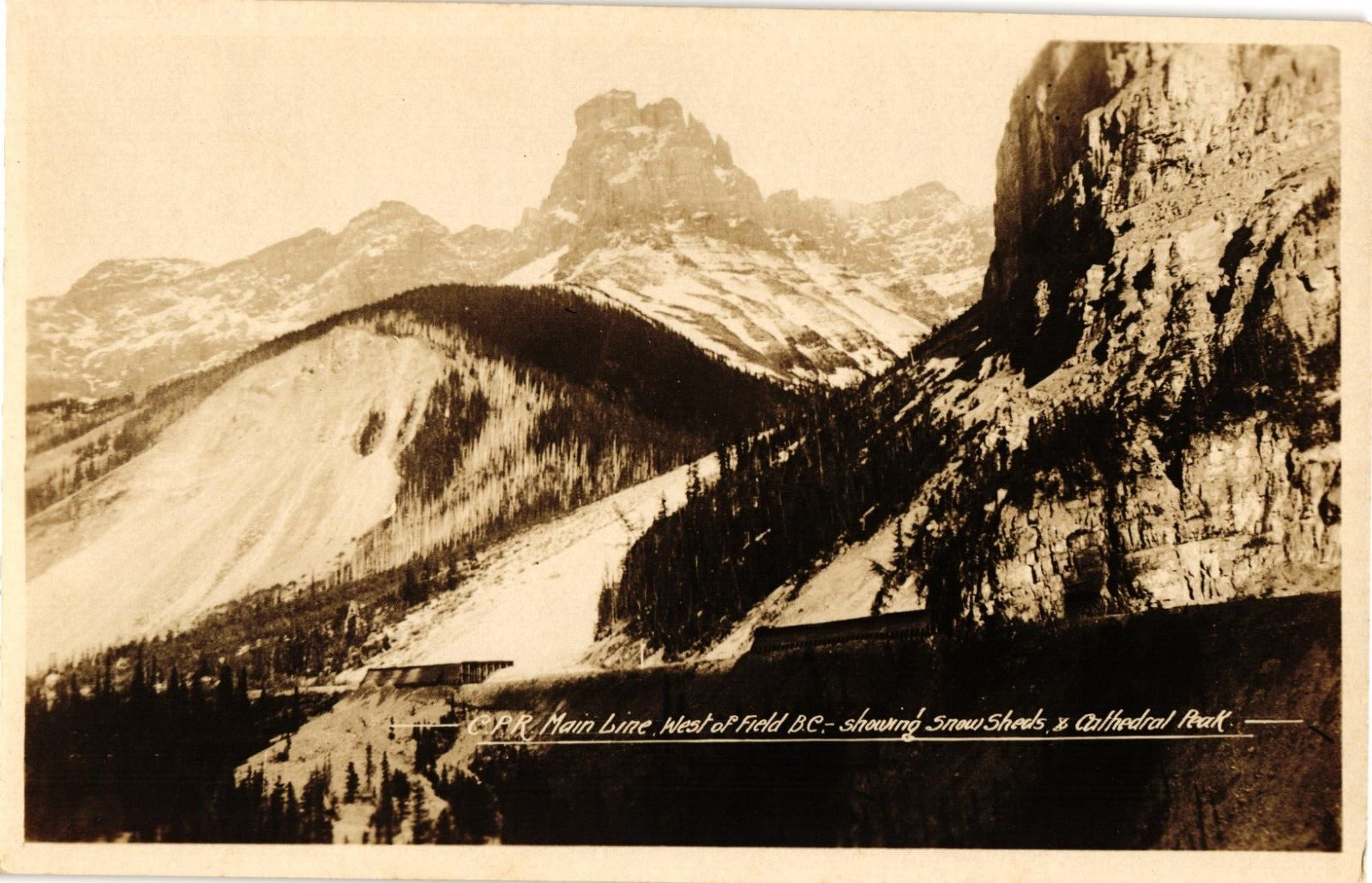 Real Photo RPPC Postcard Railroad CPR Main Line West of Field BC Canada