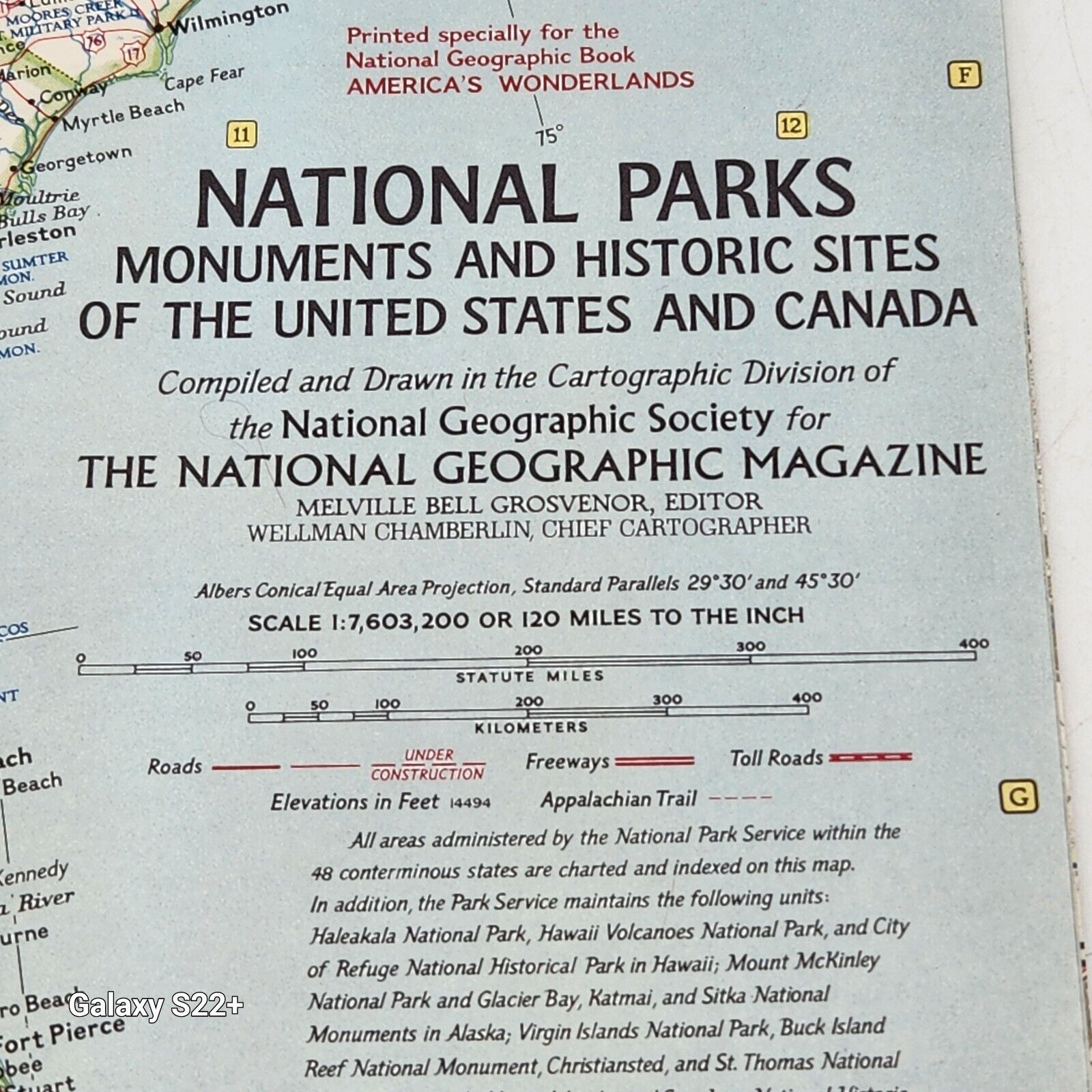 National Geographic Original 1966 Map National Parks Historical Sites US Canada