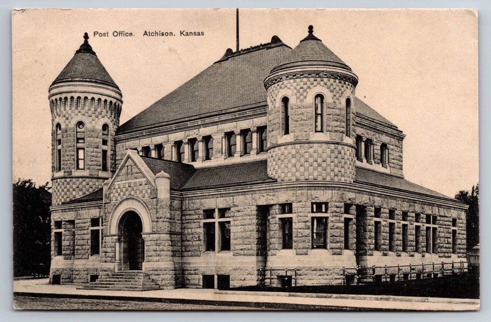 Post Office Atchison Kansas KS RPO Cancel c1908 Postcard