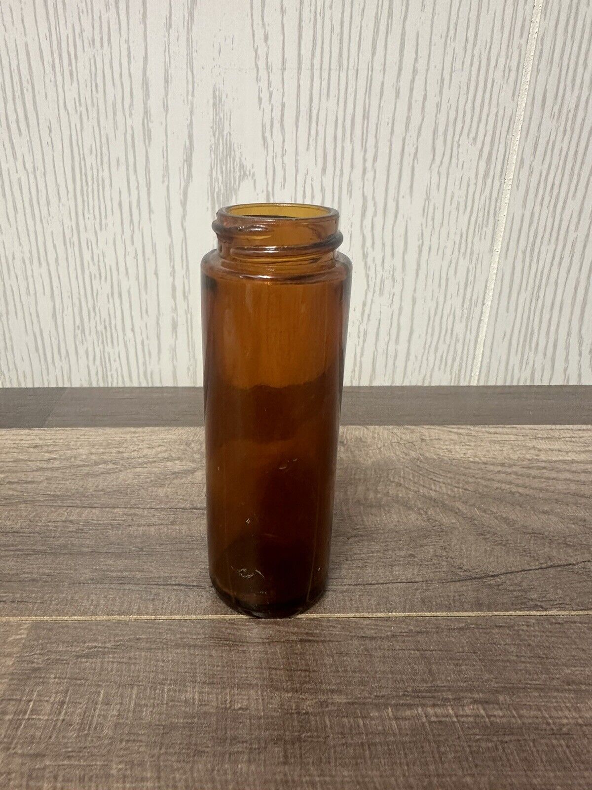 Small Vintage Amber Glass Jar 