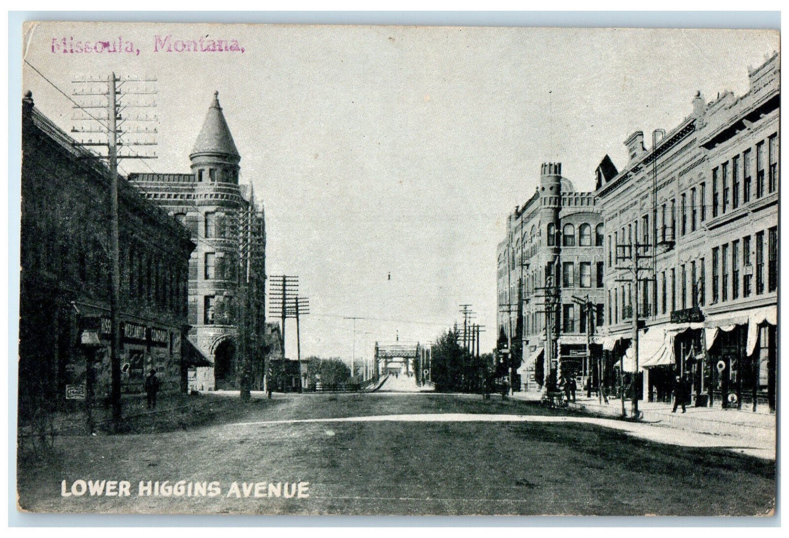 c1910 Lower Higgins Avenue Missoula Montana MT Antique Unposted Postcard