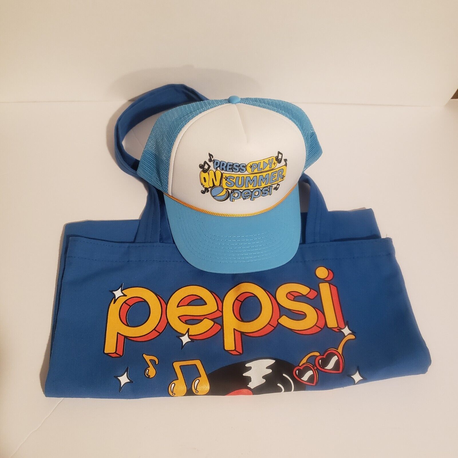 PEPSI Tote Bag AND Trucker Hat Press Play on Summer Limited Edition