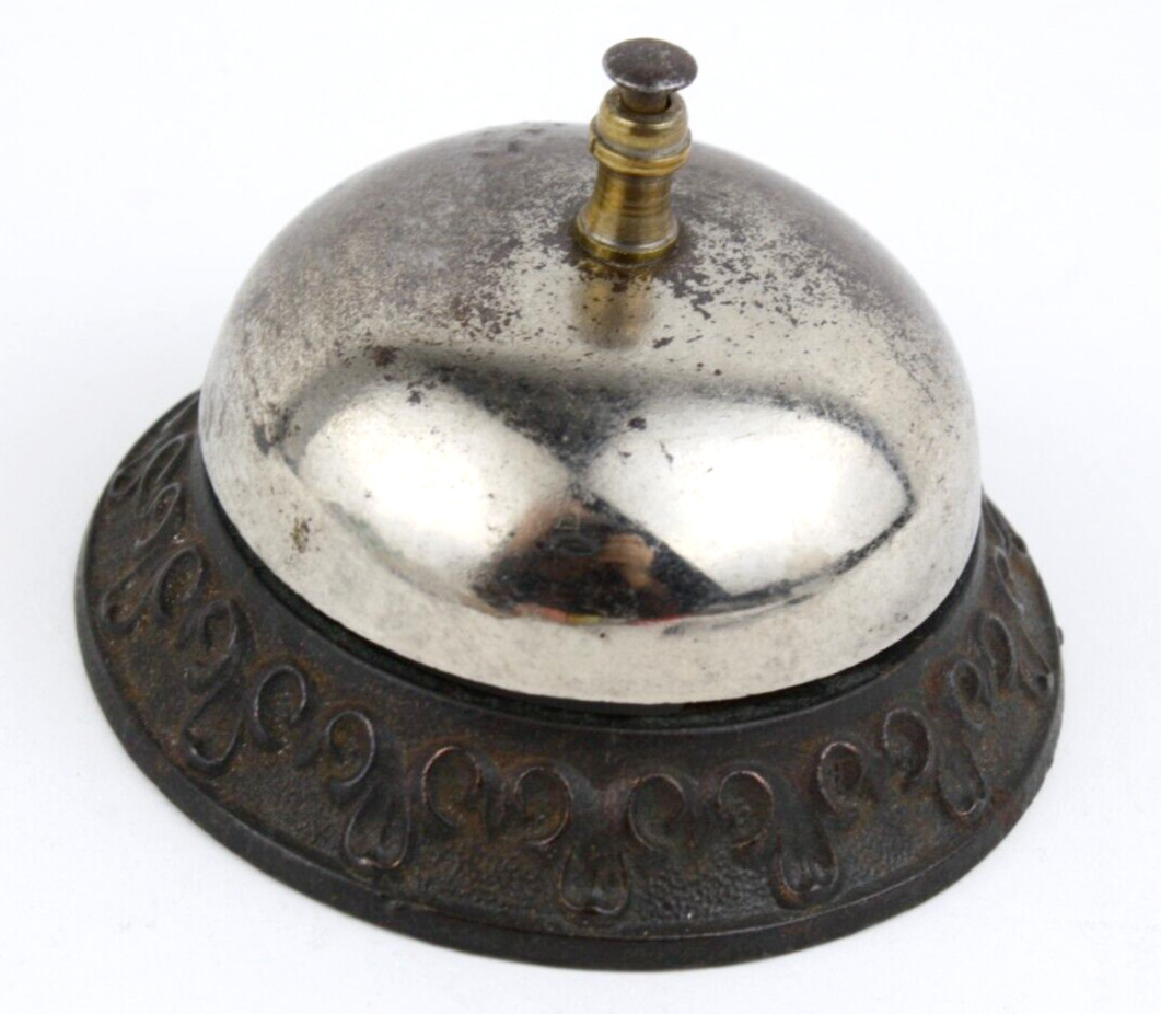 Antique Cast Iron Desk Service Hotel Counter Top Bell Store