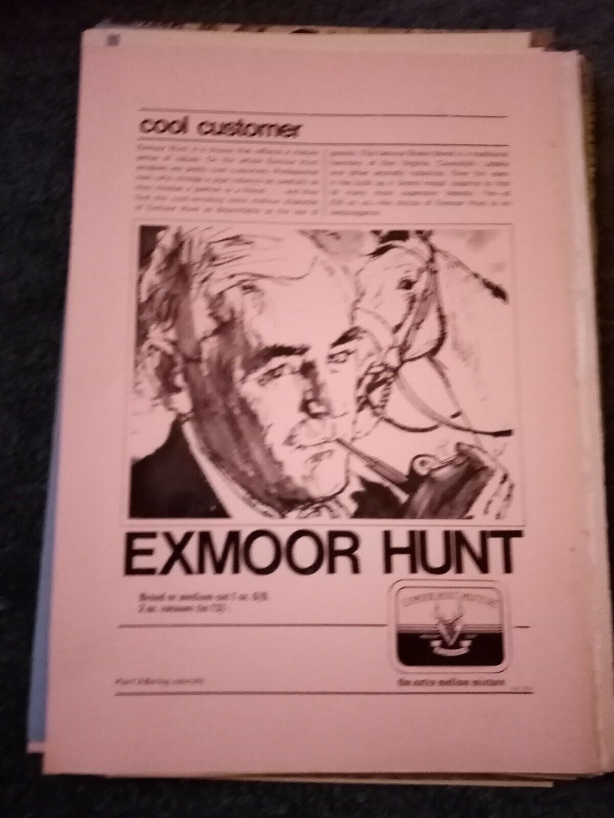Sa37 Ephemera 1960s advert exmoor hunt tobacco 