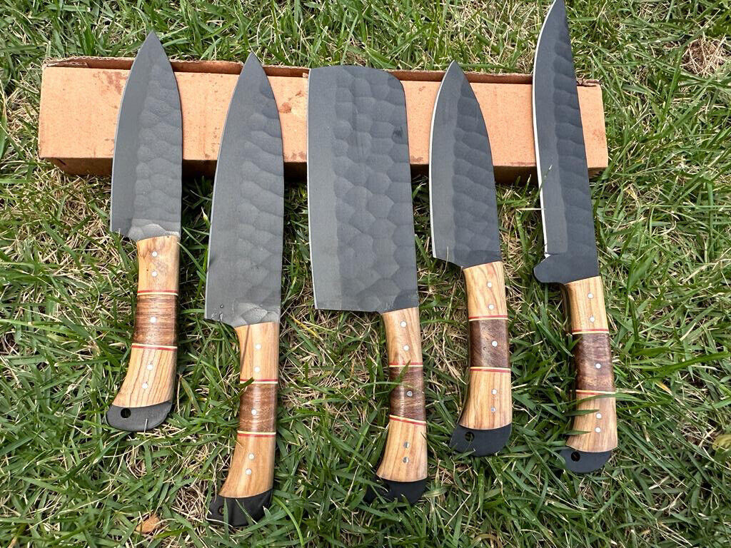 Handmade D2 Steel Chef Knives Set Kitchen Knife Set Hammer Pattern