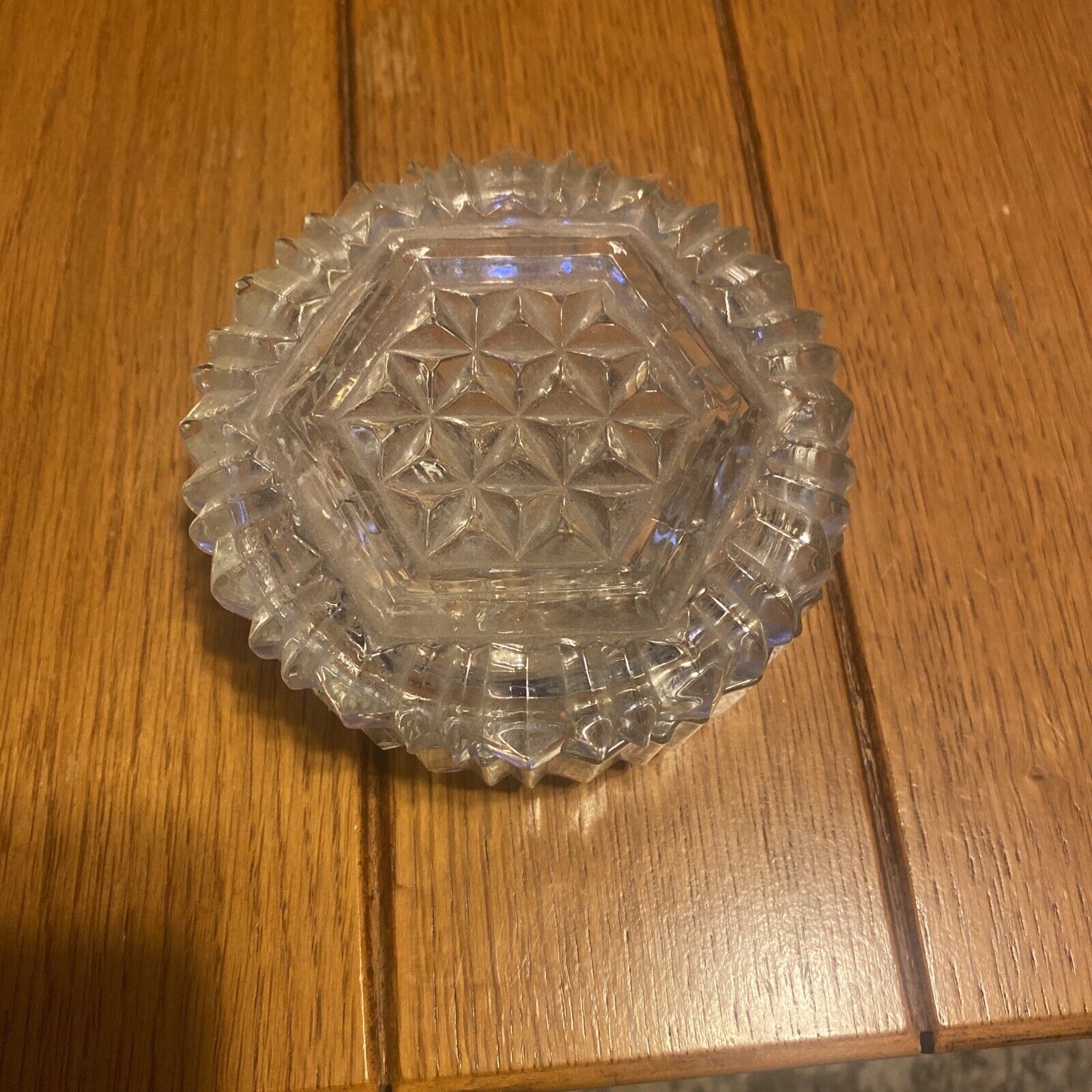 Antique Round Crystal Trinket Box with Lid