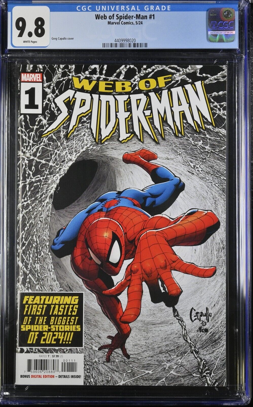 Web of Spider-Man #1 CGC 9.8 Greg Capullo Cover A Marvel 2024 White Pages Graded