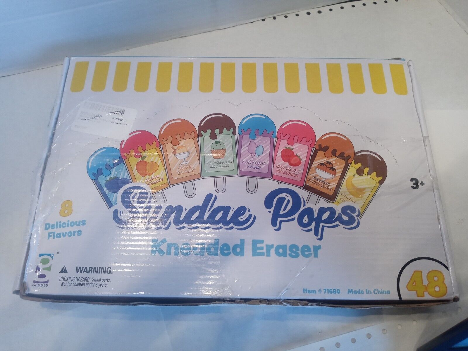 48 Pieces Sundae Pops Kneaded Erasers, 8 Delicious Scents Flavors  