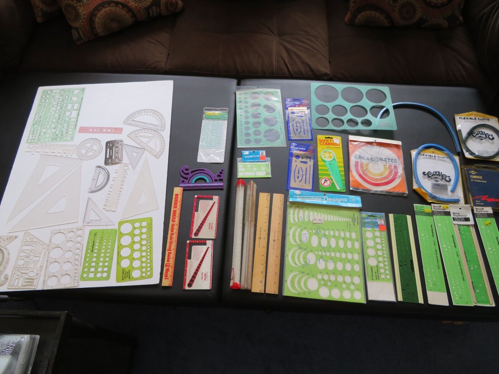 DRAFTING SUPPLIES-MECHANICAL DRAWING-BIG LOT OF ITEMS-STENCILS-RULERS-CURVE-MORE