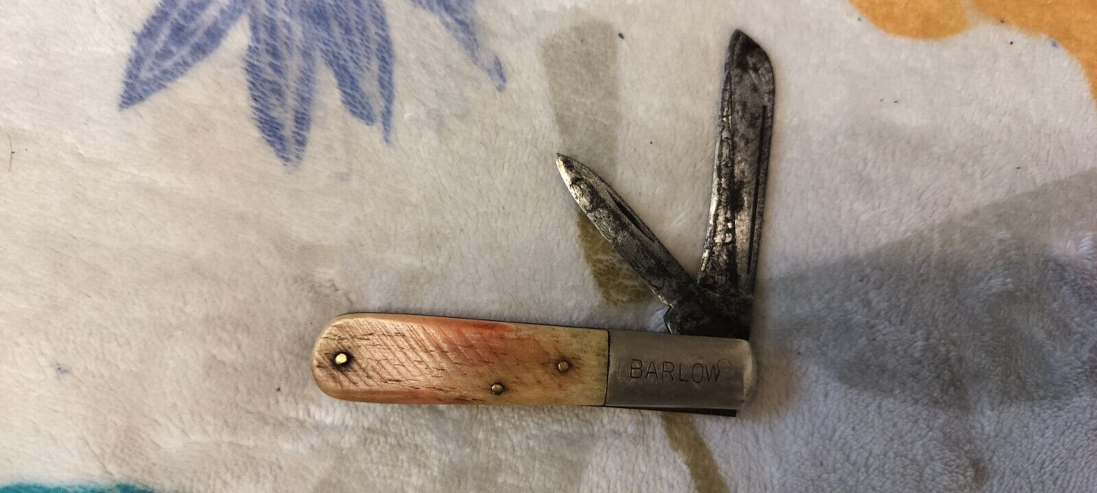 Vintage  Brown Wood Handle Barlow 2-Blade Pocket Knife