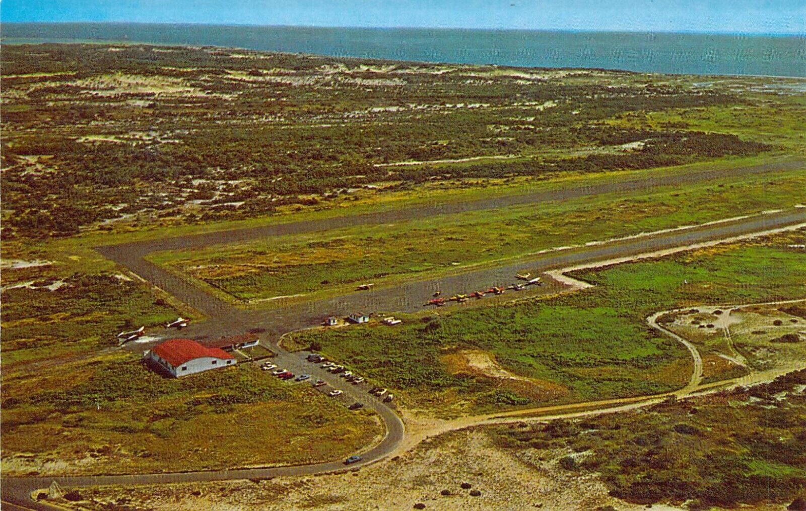 1964 MA Cape Cod Provincetown Airport Aerial View MA postcard A27