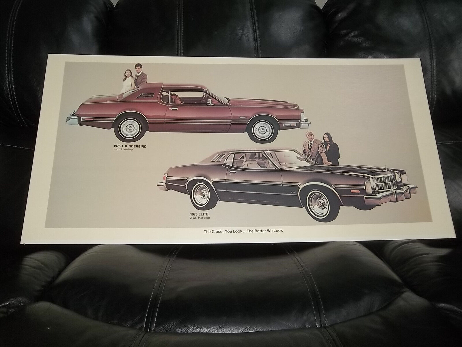 vintage 1975 thunderbird / elite poster showroom dealership cardboard oem