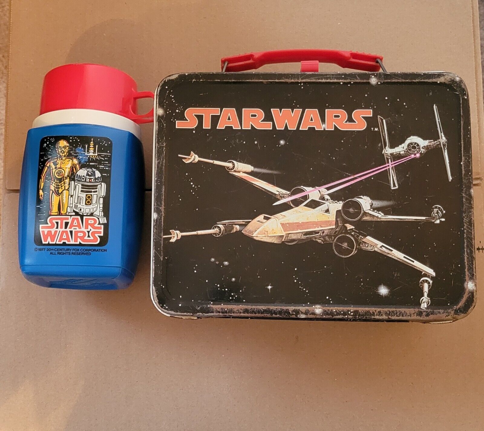 Vintage 1977 Star Wars Metal Lunchbox With Thermos 