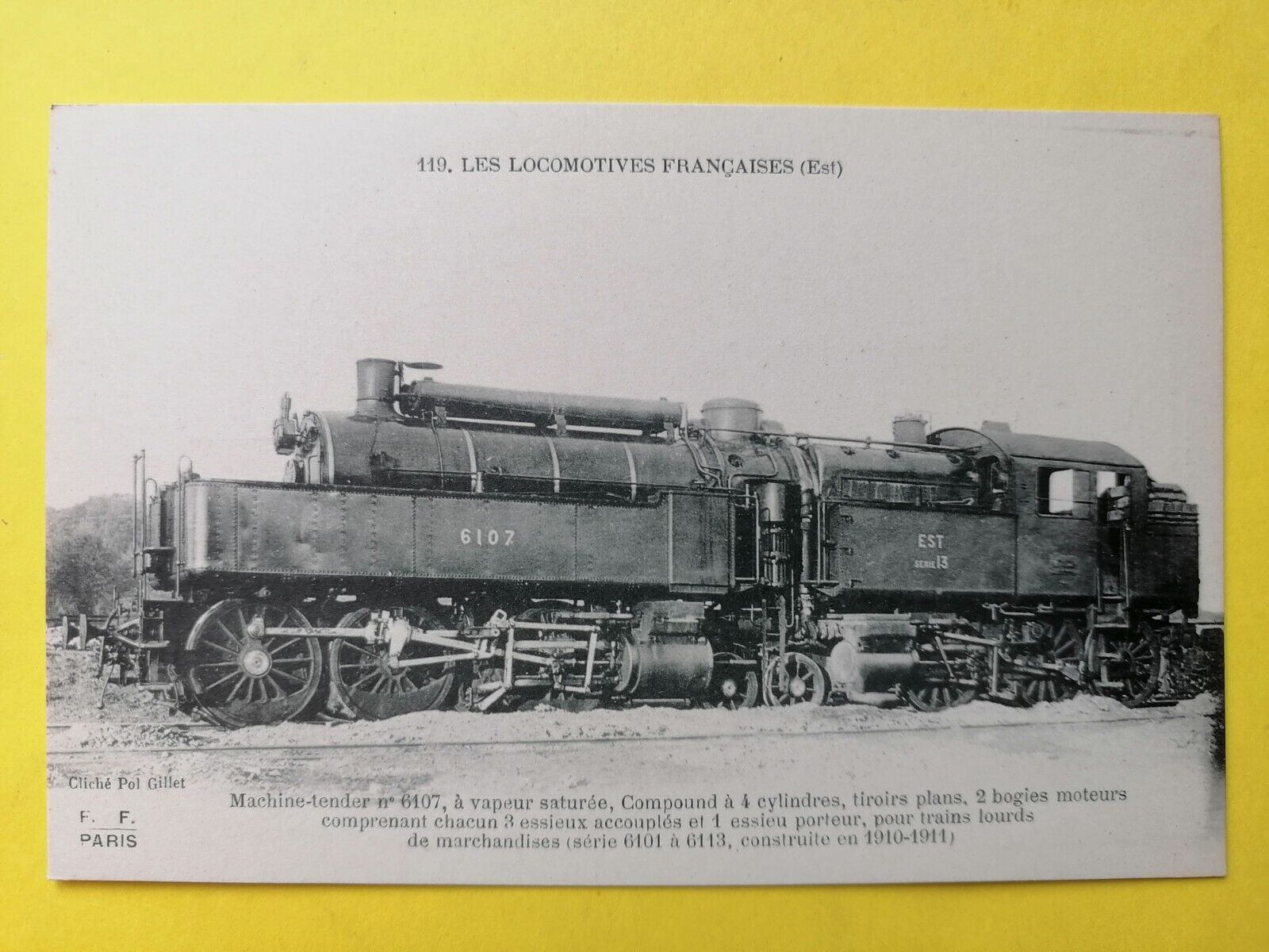 1910 FRENCH Railway Railway STEAM LOCOMOTIVE GOODS TRAIN