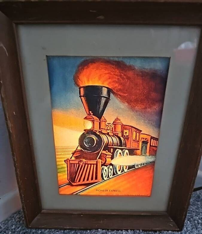 Econolite 1953 Pioneer Express Railroad Train Picture Frame Motion Lamp. Works