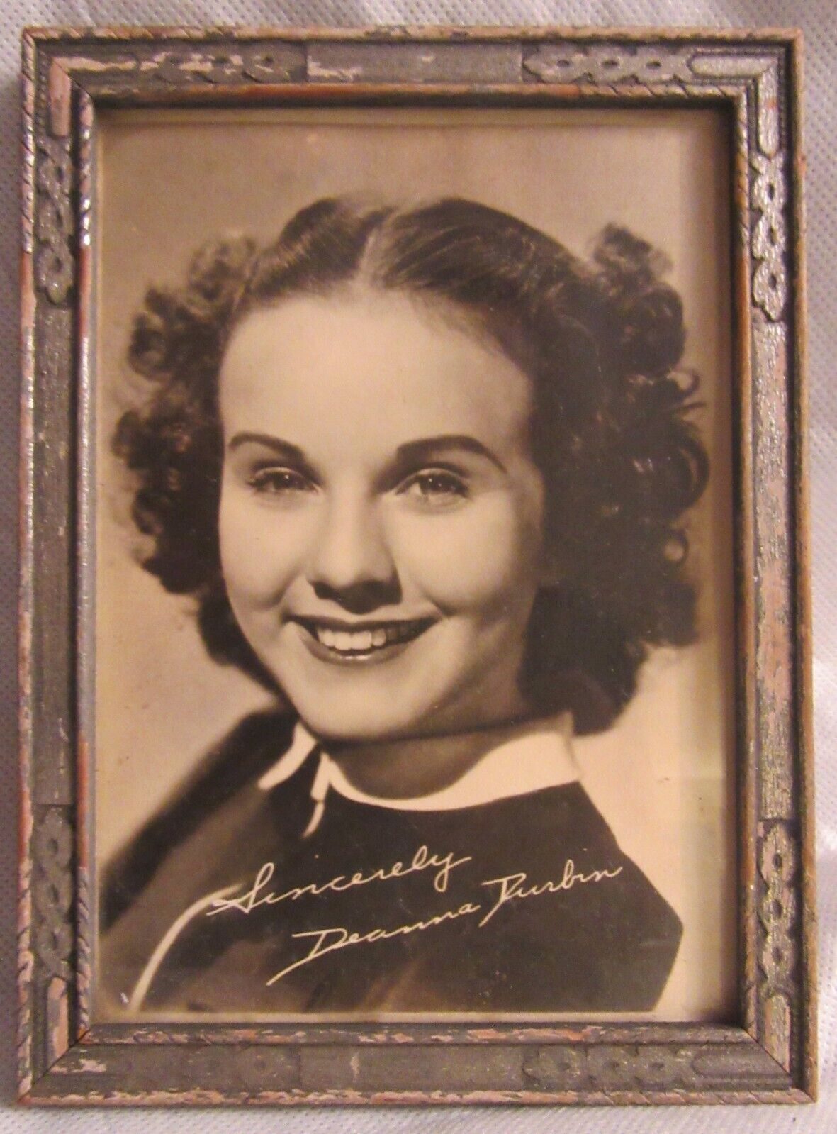 Vintage Deanna Durbin Signed Black and White Photo Dated 1937