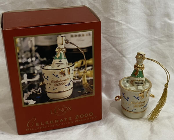 Lenox Celebrate 2000 Ornament Millennium Edition Champagne w/ Bucket NEW