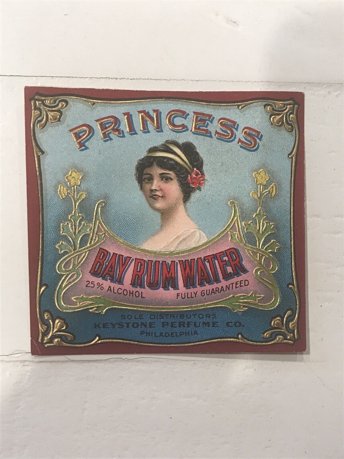Vintage 1900’s Princess Bay Rum Water Shave Lotion Barbershop Label.Unused