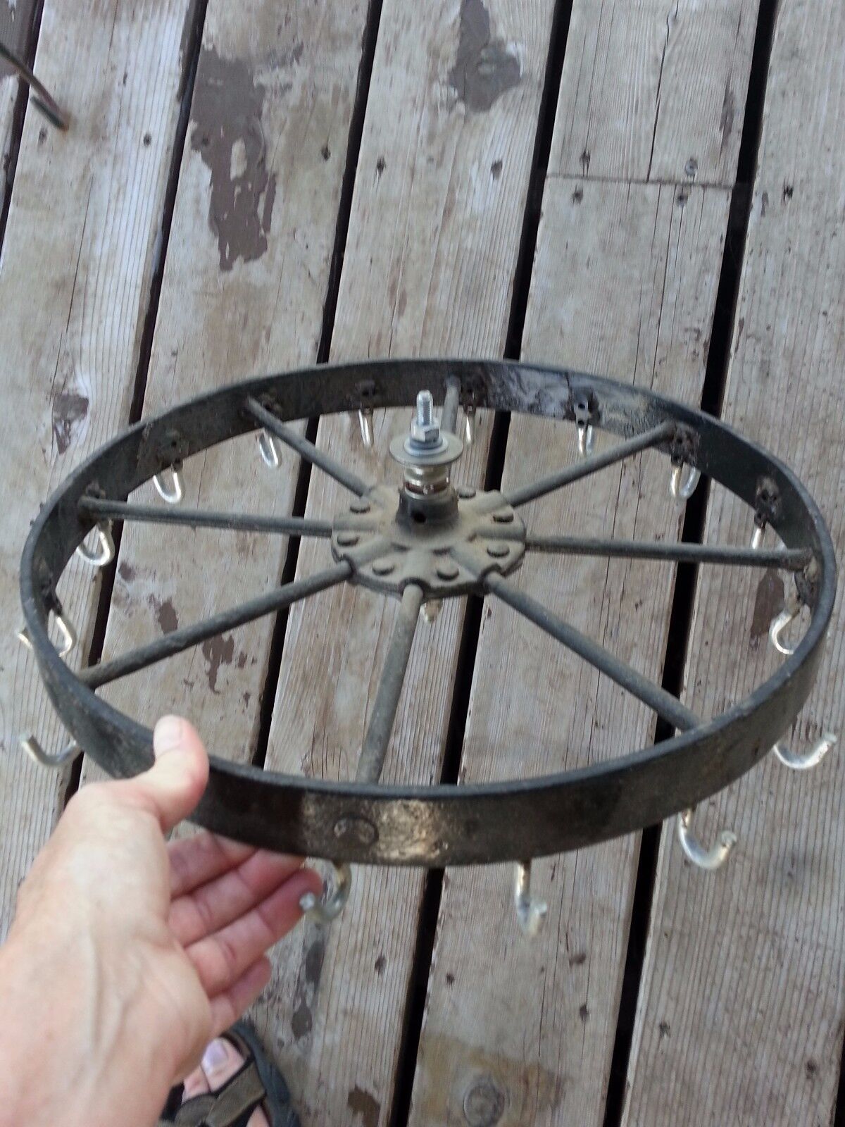 Industrial Age Steampunk Cast Iron Wheel re purpose as Kitchen Utensil Hanger? 