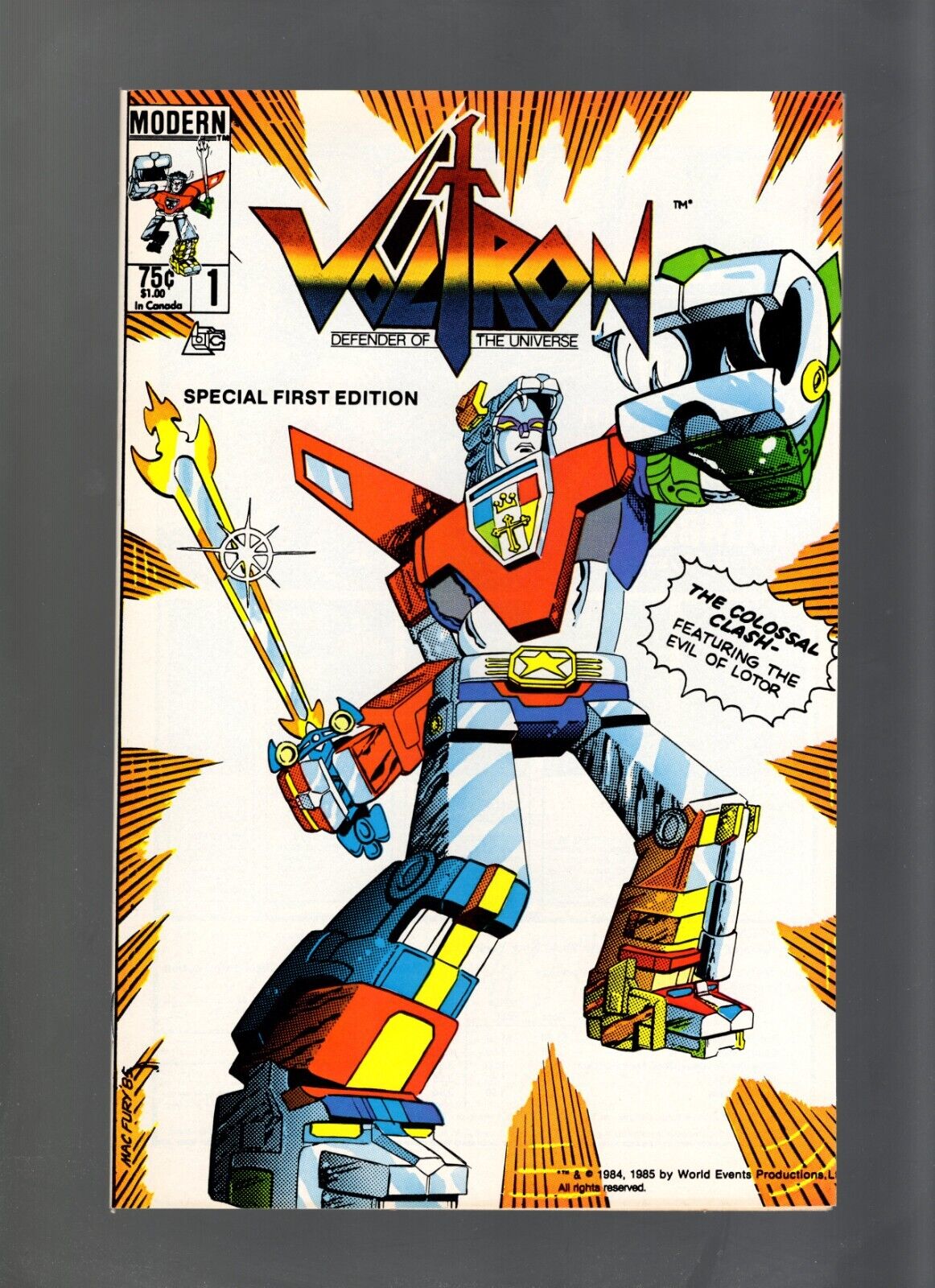 VOLTRON #1, KEY 1st APPEARANCE IN US COMICS, MODERN 1985, HIGH GRADE, NM-
