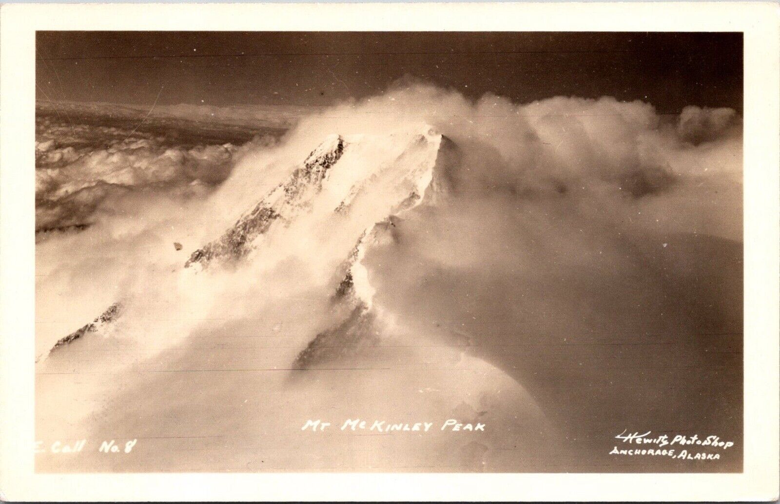 Vtg 1930s RPPC Postcard Birds Eye View Peak Mt McKinley Signed Hewitts Unposted