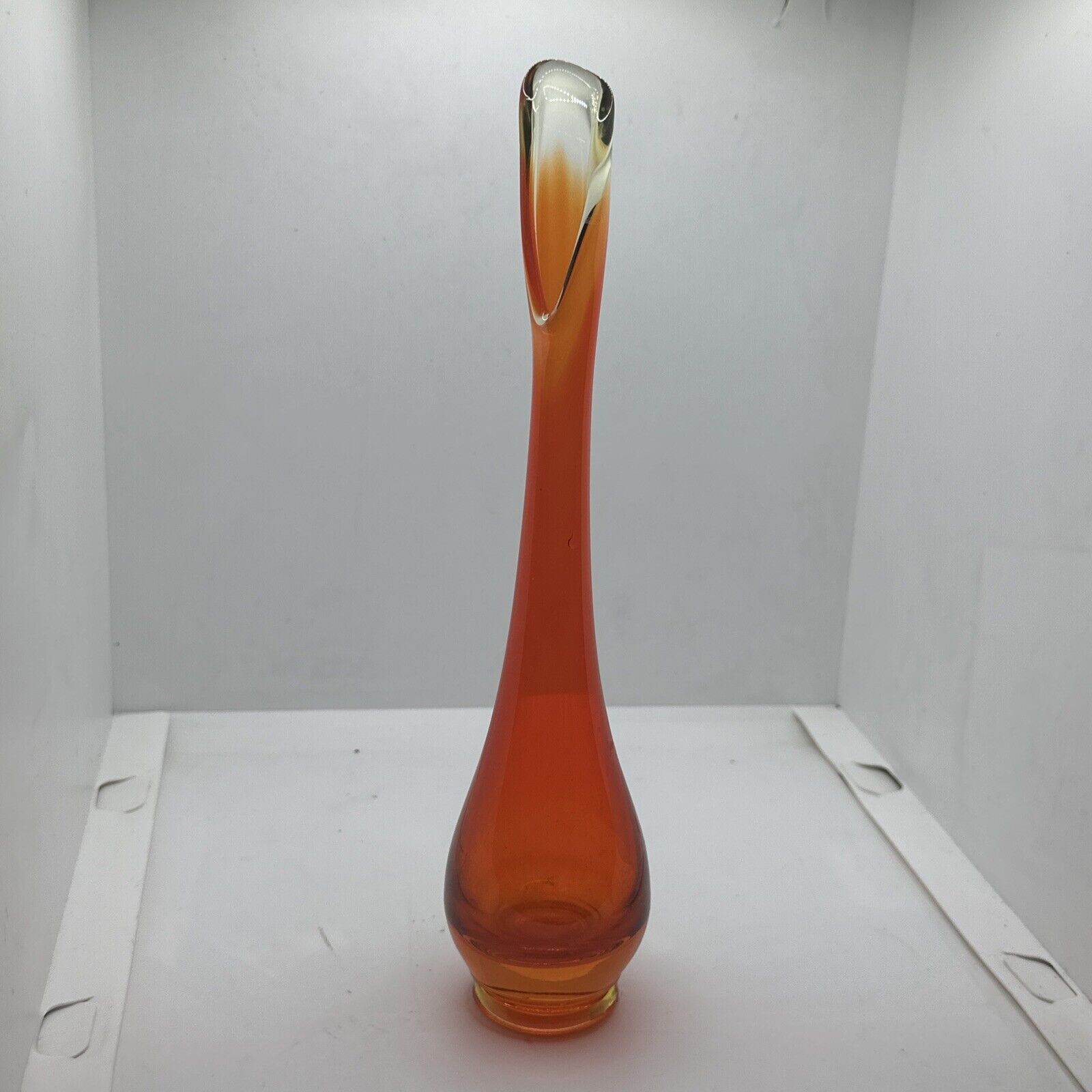 Vintage Amberina Swung Glass Art Vase 9 3/4”