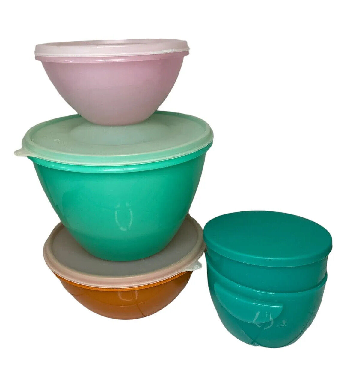 Vintage Tupperware Pastel Pink Wonderlier Bowl, 2 Other Bowls, 2 Modern