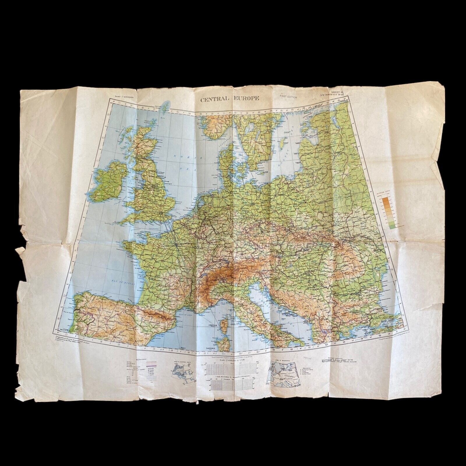 RARE WWII 1st EDITION Allied Headquarters Strategic Air Campaign ETO Map
