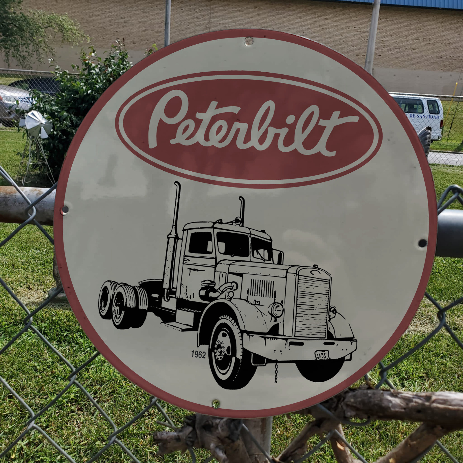 1962 PETERBILT TRUCKS PORCELAIN GAS & OIL STATION GARAGE MAN CAVE SIGN