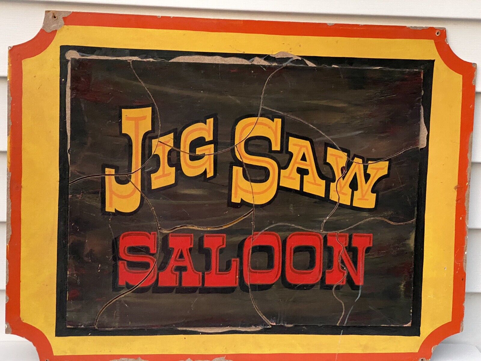 Vintage Historic Geneva On The Lake Ohio Jig Saw Saloon Advertising Sign