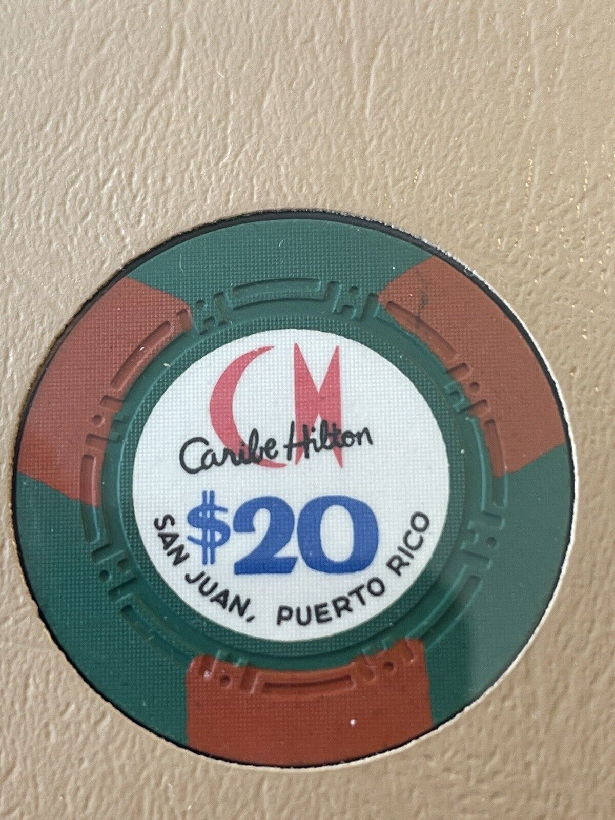 $20 Caribe Hilton San Juan Puerto Rico Casino Chip **Rare** CHC-20a
