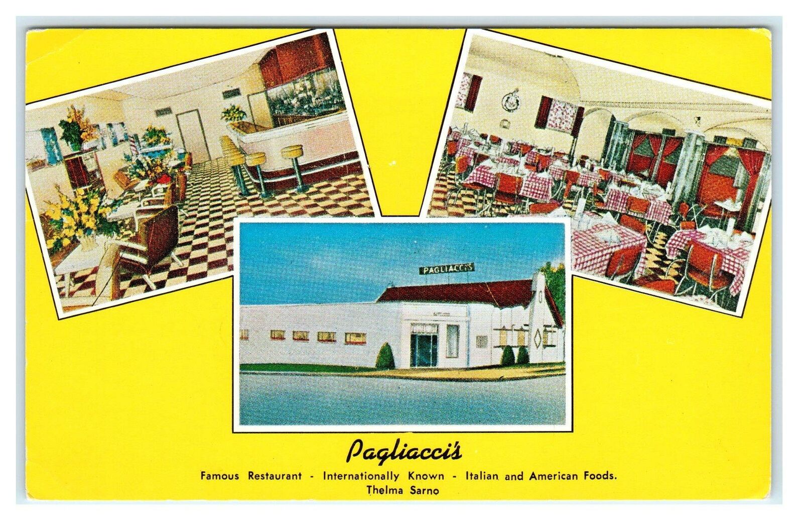 DENVER, CO Colorado ~ Roadside PAGLIACCI'S ITALIAN Restaurant c1950s Postcard