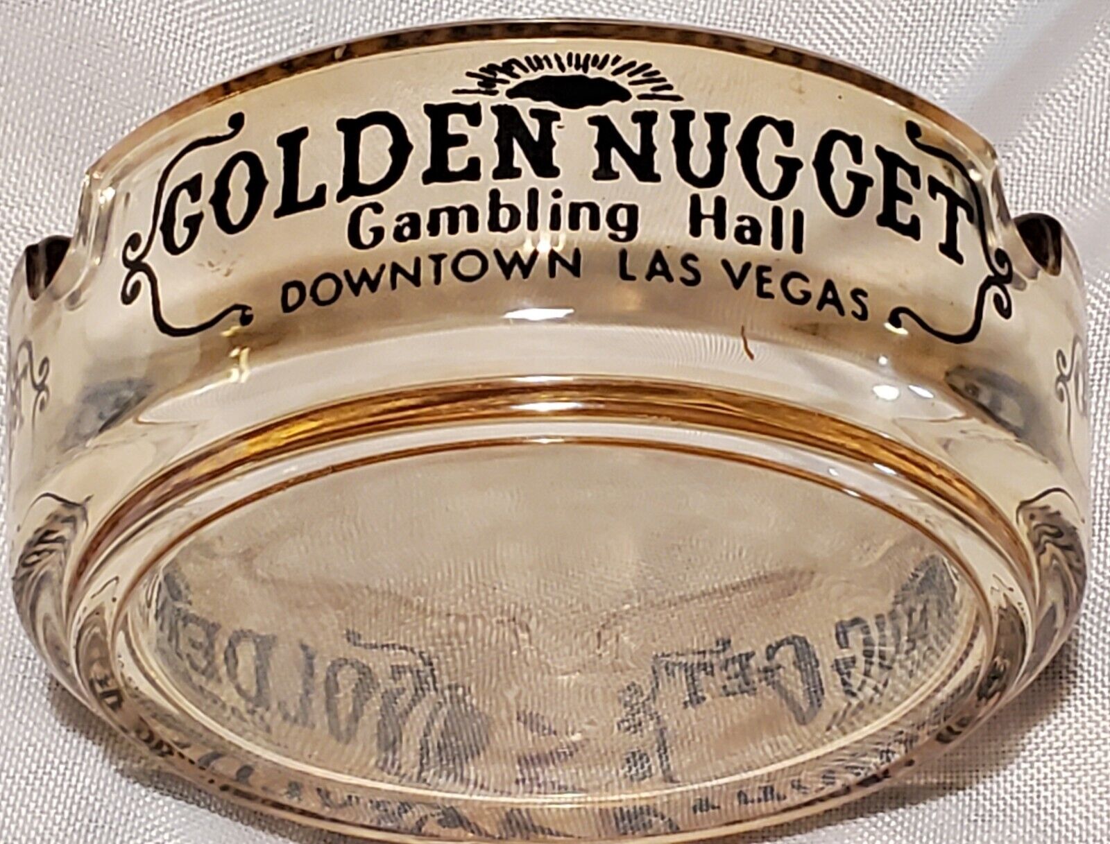 Vintage Golden Nugget Gambling Hall Casino Glass Ashtray Las Vegas Nevada