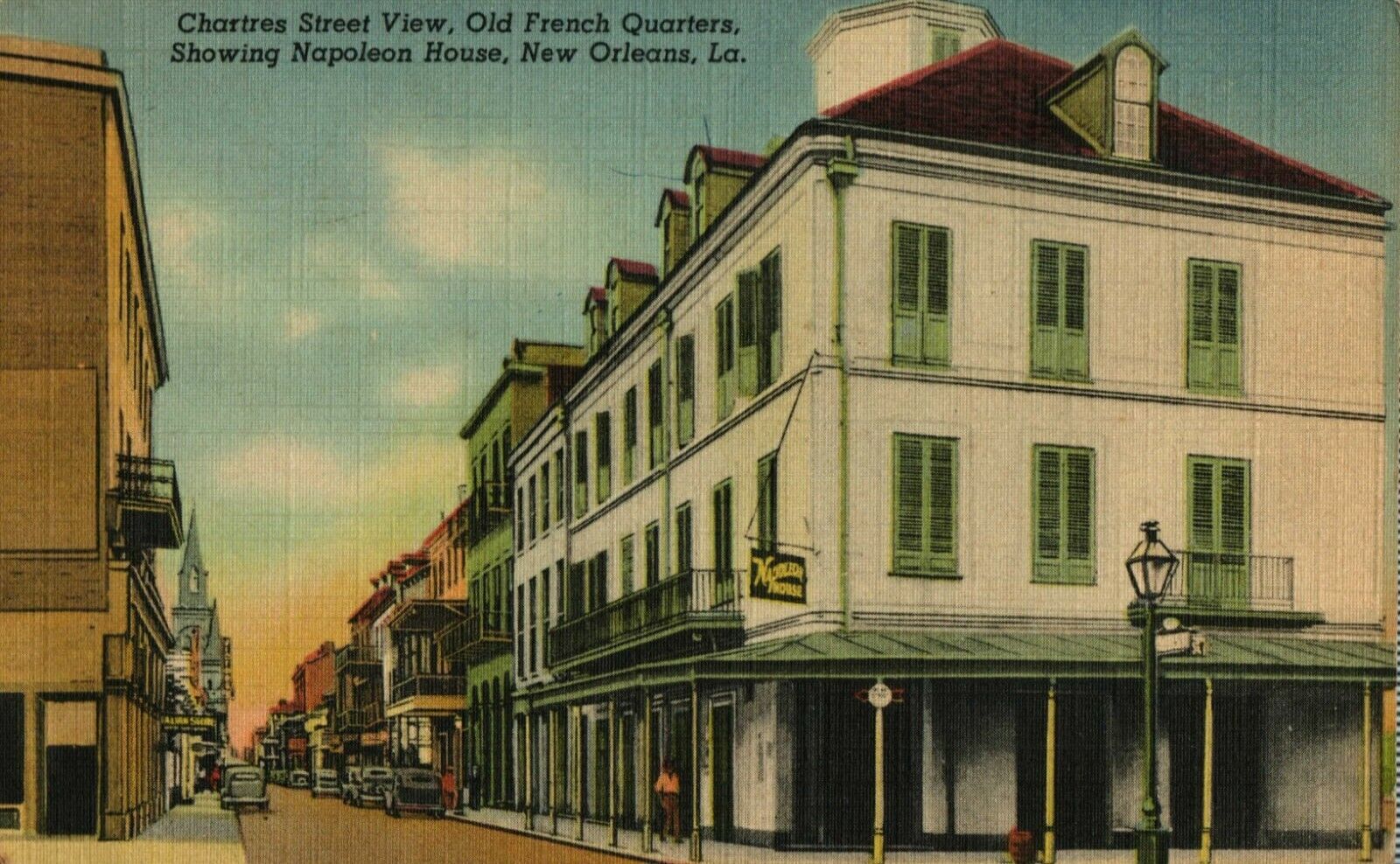 New Orleans, Old French Quarter, Napoleon House Chartres Street, Curteich Linen