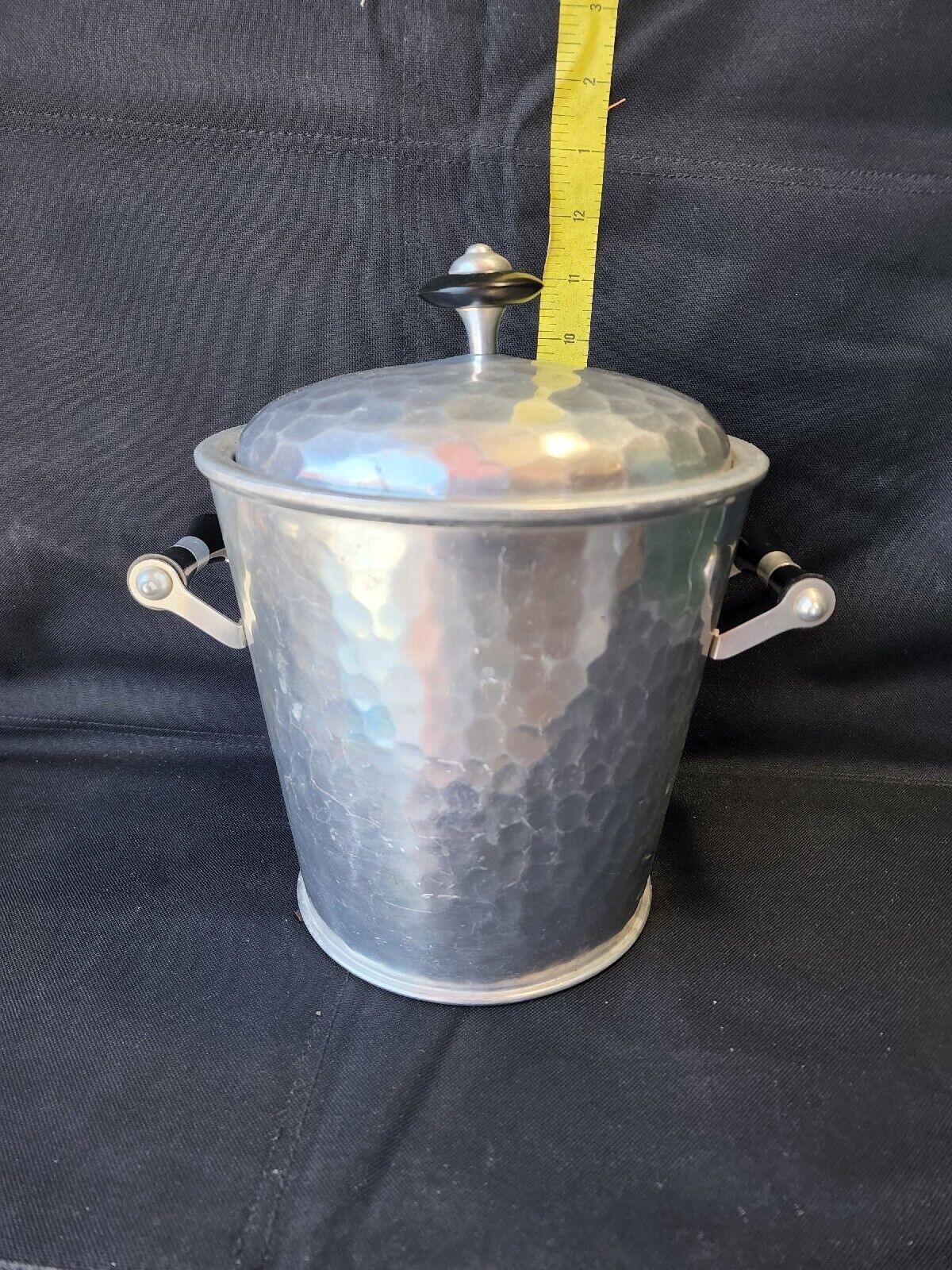 Vintage Hand Hammered Aluminum Ice Bucket w/Lid MCM Made In Spain CLEAN 