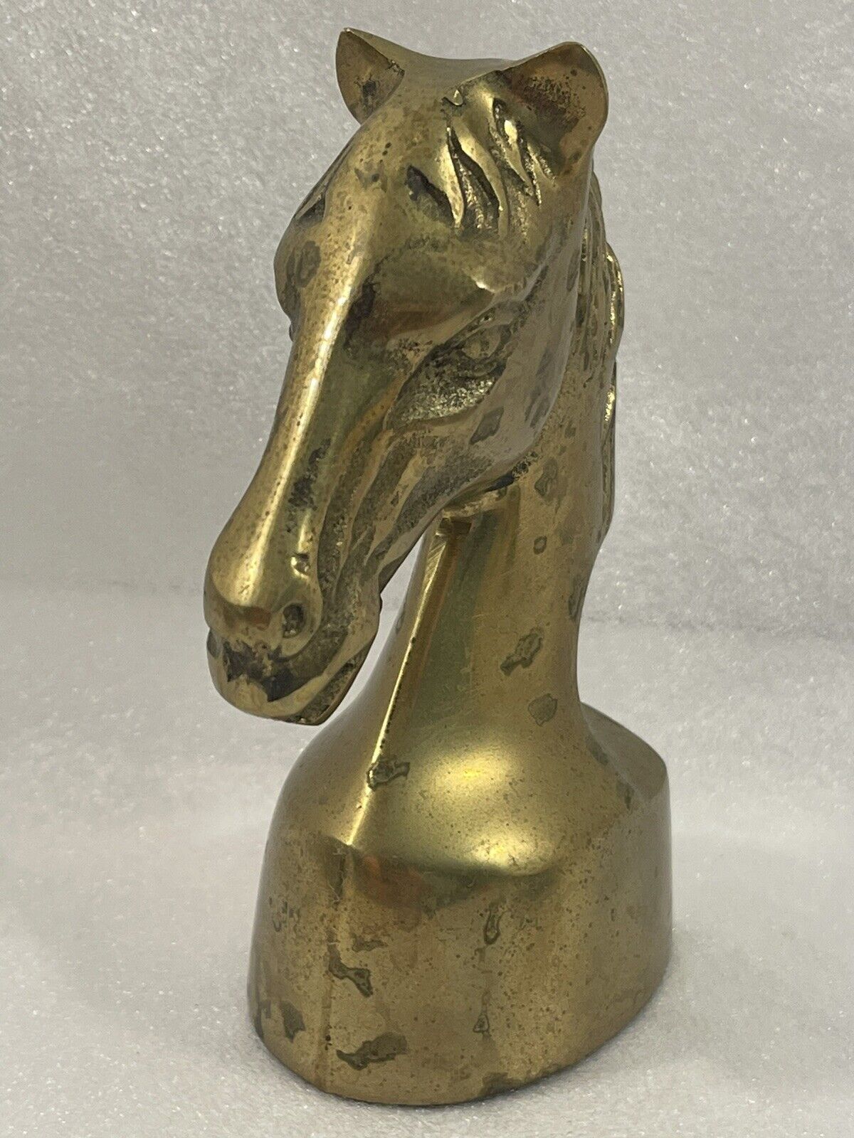 Vintage Solid Brass Horse Head Bust Figurine Paperweight 3\